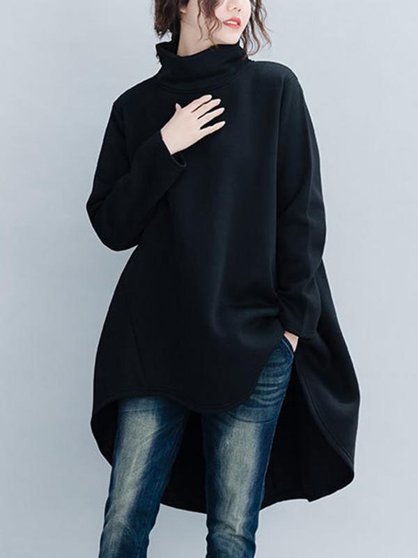 Loose Turtleneck Cropped Sweatshirt