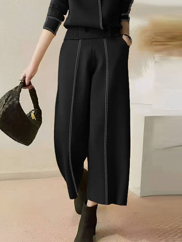 High Waisted Loose Split-Joint Pants Trousers